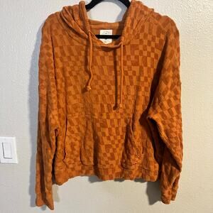 Billa Bong Orange Checkered Terry Cloth Hoodie Size Large